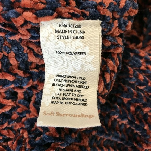 Soft Surroundings Womens Long Sleeves Open Knit Brown Navy Pullover Sweater Sz S - Picture 6 of 7